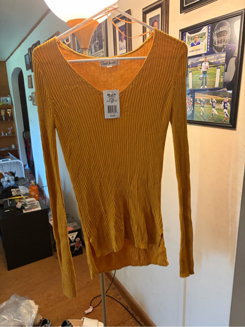 Cloud Chaser Mustard Ribbed V-Neck Long Sleeve Top